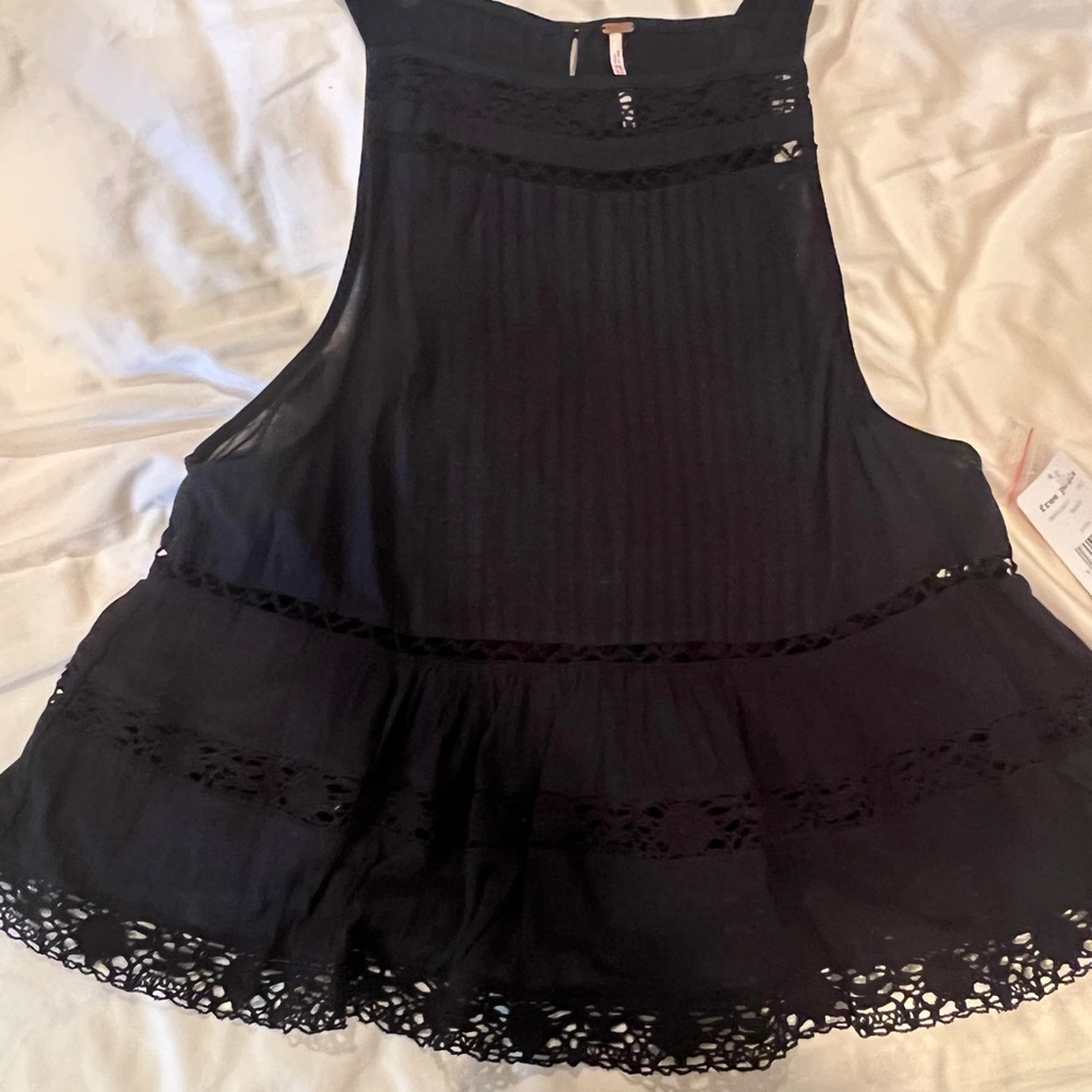 NWT! FREE PEOPLE GAUZE/lace SWING TANK SZ S